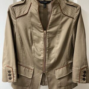 White House Black Market Military Style Zip Up Jacket Size 0